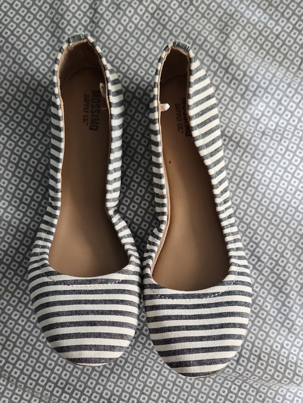 Mossimo Supply Co. Black and White Striped Canvas Ballet Flats